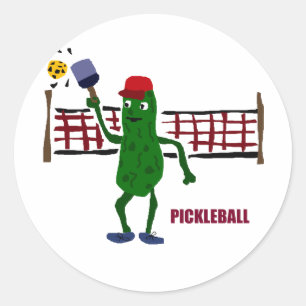 Sticker Rond Drôle Pickleball Pickleball avec Net Art