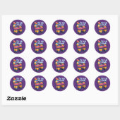 Sticker Rond Drôle Pinata violet âne Je frapperais cet annivers (Feuille)