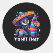 Sticker Rond Drôle Pinatas Du Parti Mexicain J'Ai Touché Ce Cin (Devant)