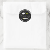 Sticker Rond Drôle Pirate Chat Souriant Avec Un Patch Oeil (Sac)