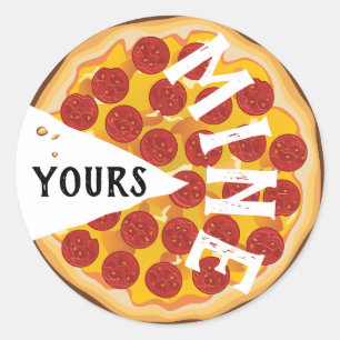 Sticker Rond Drôle pizza pepperoni mignonne foodie party