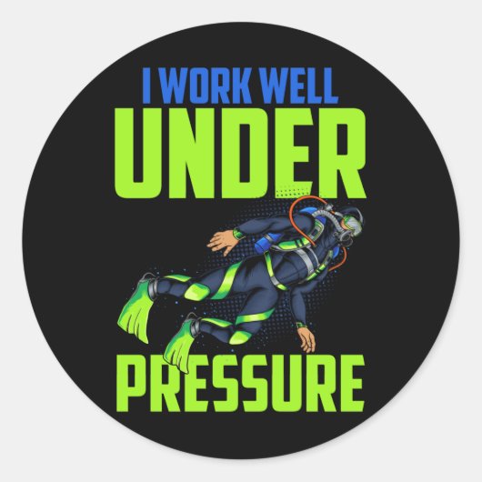 Sticker Rond Drôle Plaisanterie Plongeur Scuba (Devant)