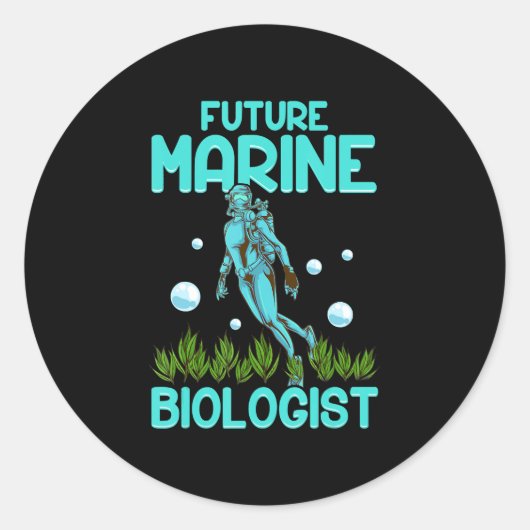 Sticker Rond Drôle plongée sous-marine Gift Dive Biologie Futur (Devant)