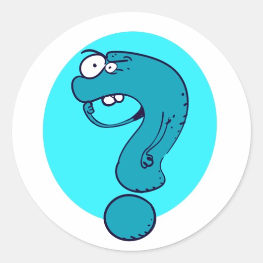 Sticker Rond drôle point d'interrogation dessin animé (Devant)