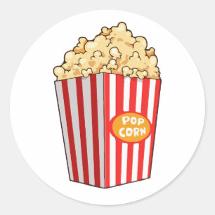 Sticker Rond Drôle Popcorn, Cadeaux Popcorn, Amateur De Film