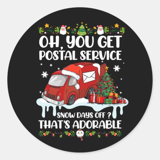 Sticker Rond Drôle Postal Worker Noël Plaisanterie Mailman Vous (Devant)