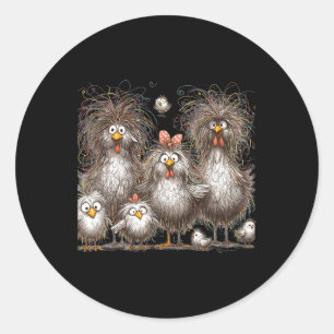 Sticker Rond Drôle Poulet Art Eagerlys Coloré