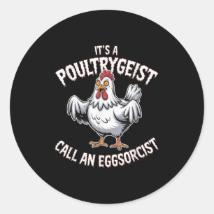 Sticker Rond Drôle Poulet Halloween Chemise Ultrygeist OEufs d'