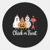 Sticker Rond Drôle Poulets Ou Traiter Le Poulet Halloween (Devant)