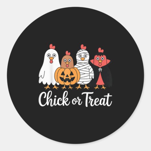 Sticker Rond Drôle Poulets Ou Traiter Le Poulet Halloween (Devant)