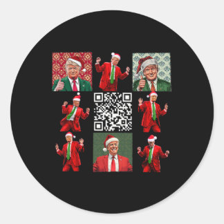 Sticker Rond Drôle président du Qr Trump danse de Noël M