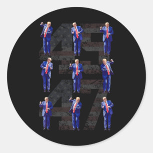 Sticker Rond Drôle Président Trump 4547 Danse Déplace Meg