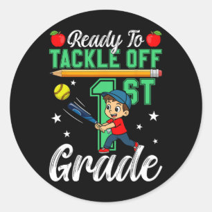 Sticker Rond Drôle Prêt À S'attaquer à La 1re Année Ck Softll À