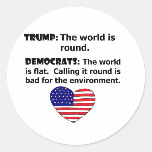 Sticker Rond Drôle Pro Trump contre Démocrates (Devant)
