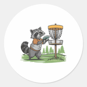 Sticker Rond Drôle Raccoon Jouer Disc Golf Art Pour Hommes Femm