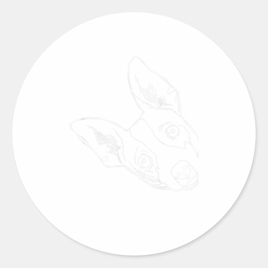 Sticker Rond Drôle Rat de Chien Terrier (Devant)