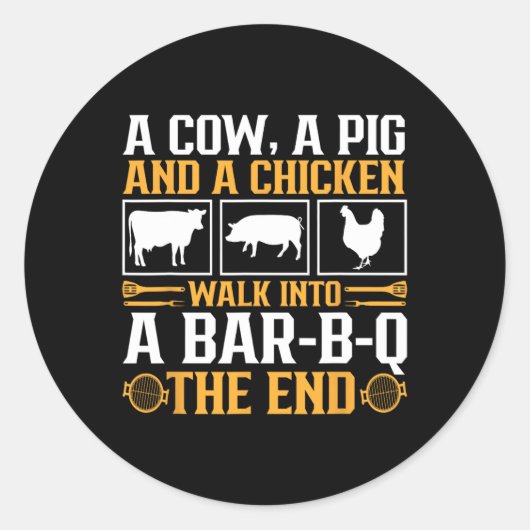 Sticker Rond Drôle Rbecue Bbq Joke Grill Lover Pitmaster Grilli (Devant)