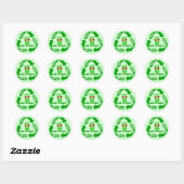 Sticker Rond drôle réduisez la réutilisation réutilisent (Feuille)