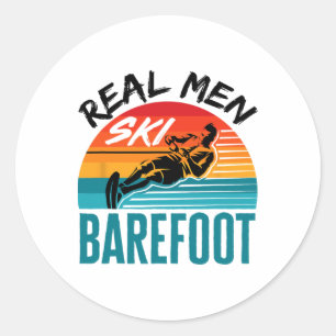 Sticker Rond Drôle Refoot Ski Nautique Skieur Les Hommes Réels
