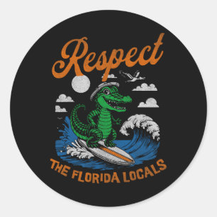 Sticker Rond Drôle Respectez Les Autochtones De Floride Alligat