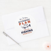 Sticker Rond Drôle Retraité Plan de retraite Aller Pêcher (Enveloppe)