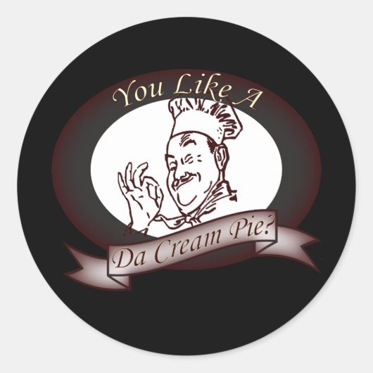 Sticker Rond Drôle Retro Chef Français Dirty Cream Pie (Devant)