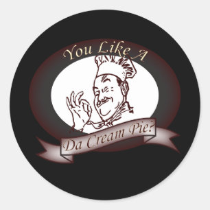 Sticker Rond Drôle Retro Chef Français Dirty Cream Pie