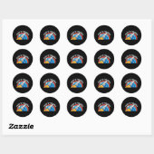 Sticker Rond Drôle Retro Je suis sorti de cette fusée spatiale (Feuille)
