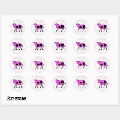 Sticker Rond Drôle rose mignon Cartoon Vache Dotty (Feuille)