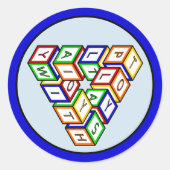 Sticker Rond Drôle Rouge Bleu Jaune Vert Jouet Blocs Art (Devant)