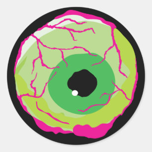 Sticker Rond Drôle Scary mignonne Éffrayant Funky Zombie Eyebal