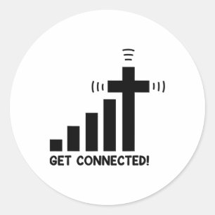 Sticker Rond Drôle Se connecter Jésus Christ Foi chrétienne I