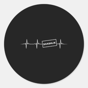 Sticker Rond Drôle Shashlik Heartbeat Russe Bbq Outfit Meat S