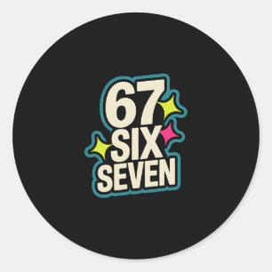 Sticker Rond Drôle Six Sept 6 7 Mème 1