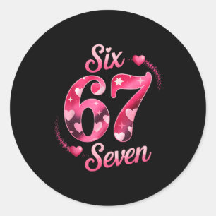 Sticker Rond Drôle Six Sept 6 7 Mème Pour Hommes Femmes Enfants
