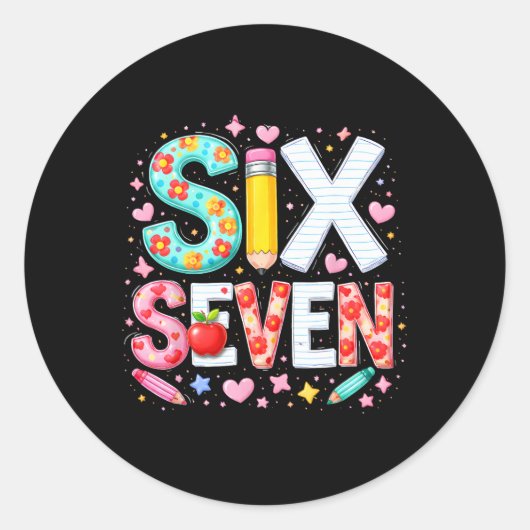 Sticker Rond Drôle Six Sept 6 7 Professeur Meme Math Clroom Hum (Devant)