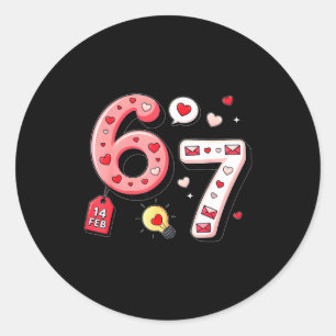 Sticker Rond Drôle Six Sept 6 7 Saint-Valentin Gen Alpha Argot