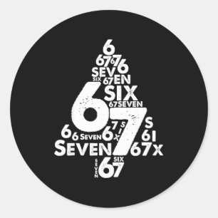Sticker Rond Drôle Six Sept 6 7 Sapin de Noël Meme Noël