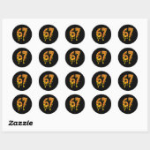 Sticker Rond Drôle Six Sept Zza 67 Numéro (Feuille)