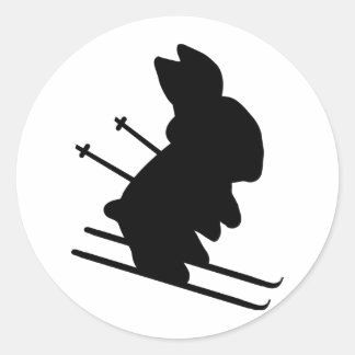 Sticker Rond drôle skier lapin icône