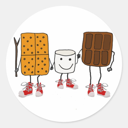 Sticker Rond Drôle Smores Caractères Cartoon (Devant)