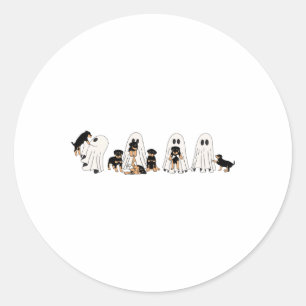 Sticker Rond Drôle Sorcière Rottweiler Fantômes Chien Dans Boo