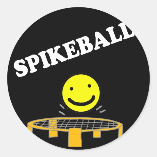 Sticker Rond Drôle Spikeball Net avec Smile Face Art (Devant)