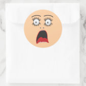 Sticker Rond Drôle Surpris Face De Dame (Sac)