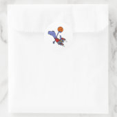 Sticker Rond Drôle T-rex Dinosaur Jouer au basket-ball (Sac)