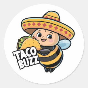 Sticker Rond Drôle Taco Buzz Bumble Bee