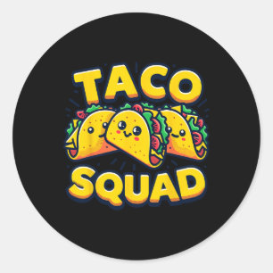Sticker Rond Drôle Taco Squad mignonne Cuisine mexicaine Amateu
