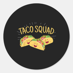 Sticker Rond Drôle Taco Squad mignonne Nourriture Mexicaine Ama