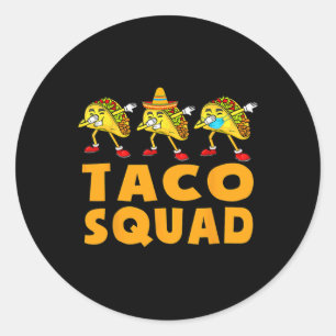 Sticker Rond Drôle Taco Squad mignonne Nourriture Mexicaine Ama