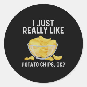 Sticker Rond Drôle Tato Chips Art Pour Hommes Femme Sac Pour En
